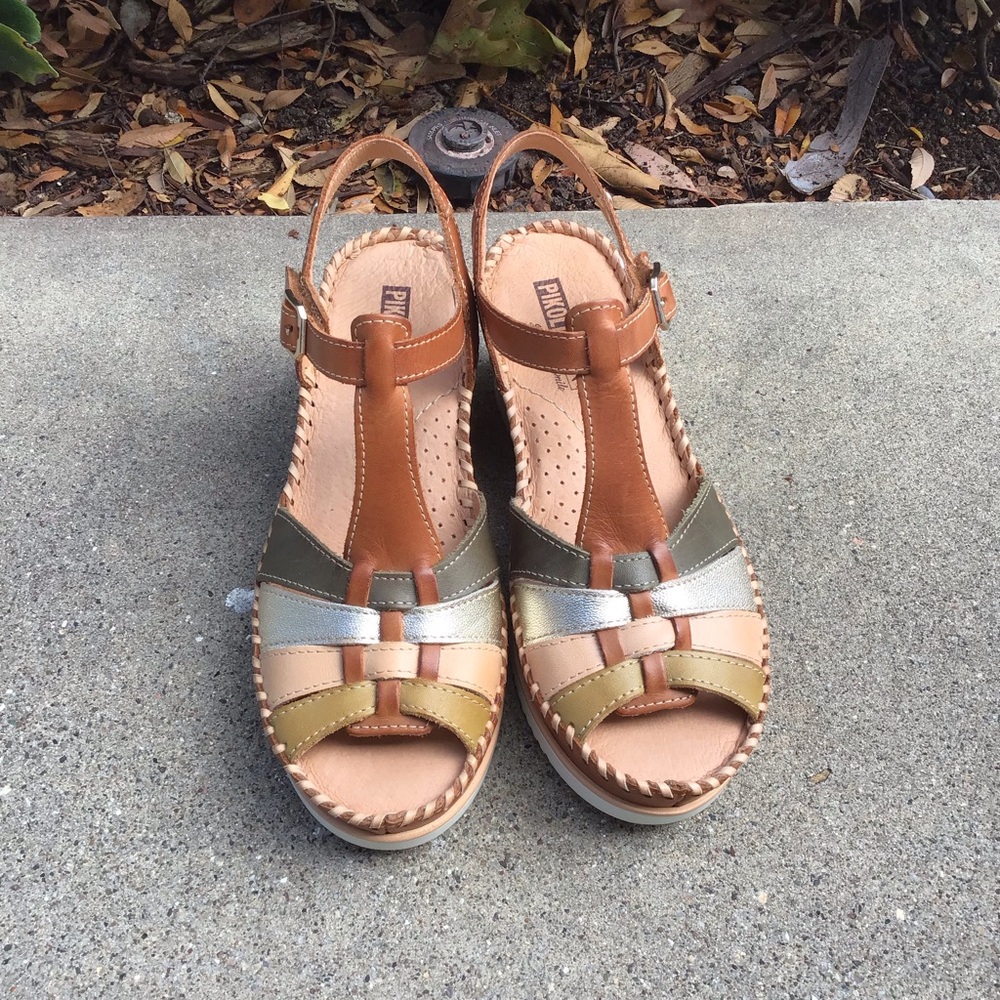PIKOLINOS Tan Multi-Color Wedge Sandals - Picture 2 of 9